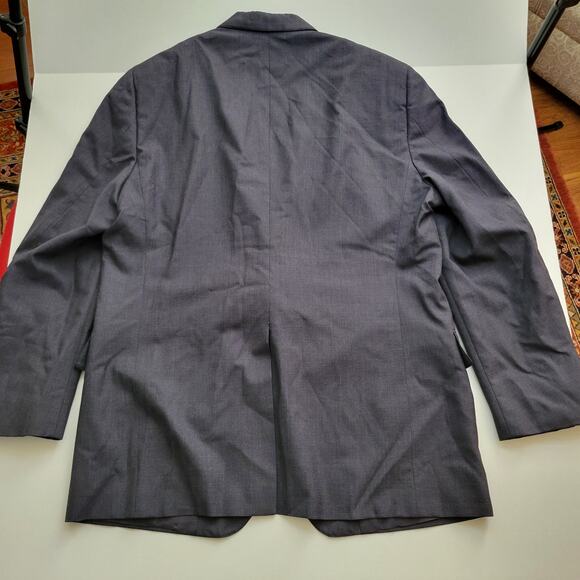 Jos A. Bank 2 PC 100% Wool Dark Charcoal Gray Plaid 2 Button Suit 46R Pant 38/32 - Picture 7 of 11